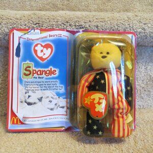 TY teenie Beanie Baby Spangle the Bear in orig box Manufactured for McDonalds